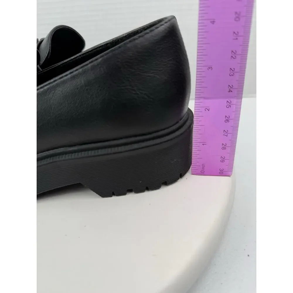Report Hayden Womens Size‎ 7 Black Chunky Chain Studded Loafers Faux Leather